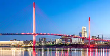 Walk the Bob Kerrey Pedestrian Bridge for skyline views